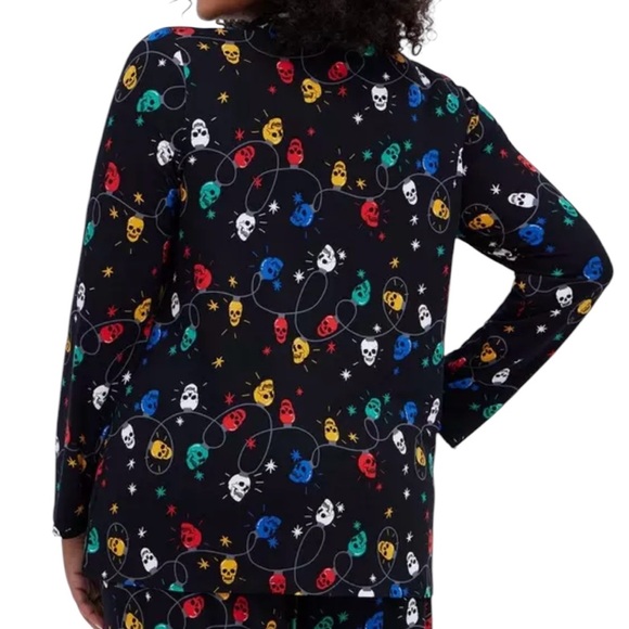 TORRID 2 2X Christmas Holiday Pajama Top Shirt Lights Skulls Button Up Super Sft - Picture 4 of 5